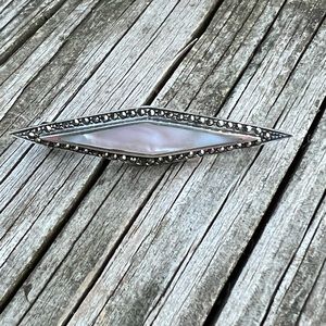 Vintage Boma 925 Mother of Pearl Marcasite Art Deco Pin/brooch